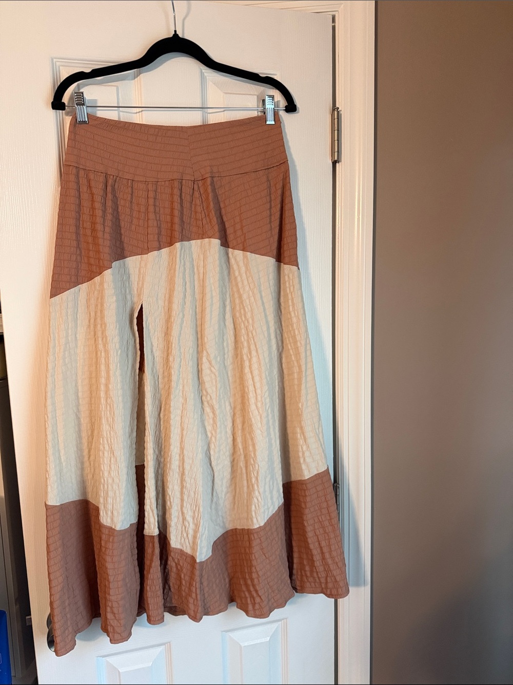 Asos Colorblock Maxi Skirt in Tan and Cream